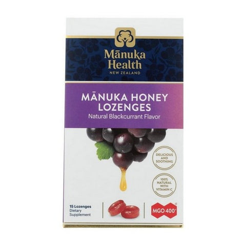 Manuka Health, Manuka Honey Lozenges Mgo 400+ Blackcurrant, Blackcurrant 15 Lozenges