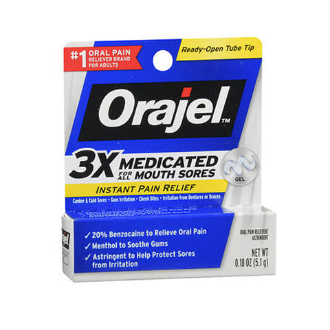 Orajel, 3X Medicated Mouth Sores Gel, 0.18 Oz Orajel