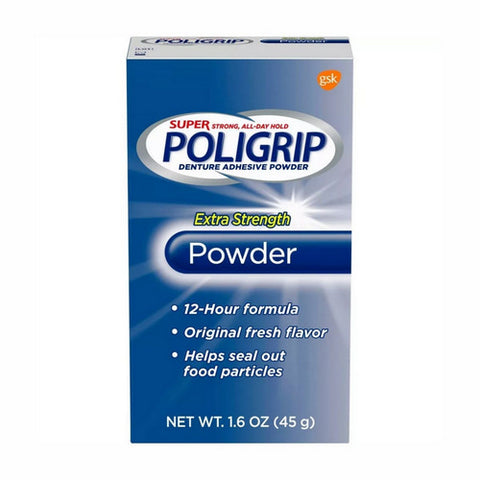 Super Poligrip, Denture Adhesive Powder, 1.6 Oz