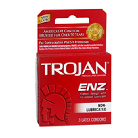 Trojan, Condoms Non-Lubricated Latex, 3 each