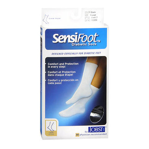 Jobst, Sensifoot Men's And Women's Crew Style Diabetic Black Socks, Extra Large each