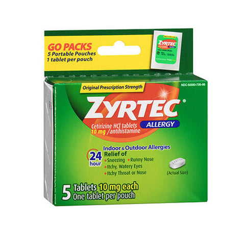 Zyrtec, Allergy Cetirizine Hci 24 Hour, 10 Mg, 5 Tabs Zyrtec