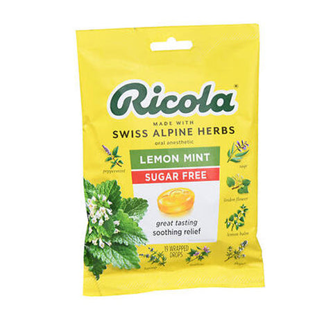 Ricola, Oral Anesthetic Drops Sugar Free Lemon Mint, 19 Count Ricola