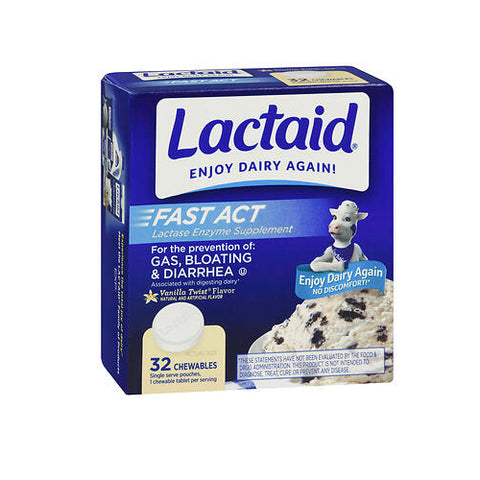 Lactaid, Fast Act Chewables Vanilla Twist, 32 tabs