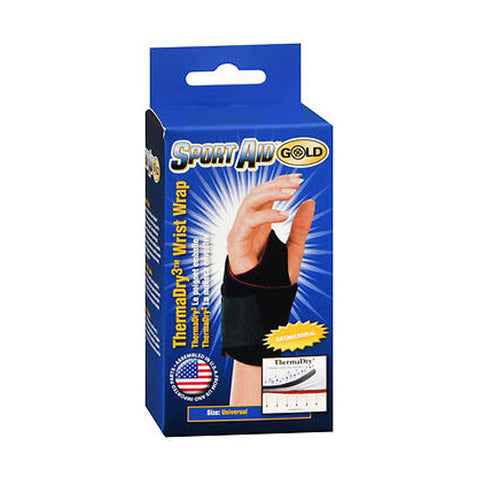 Sport Aid, Gold ThermaDry3 Wrist Wrap Black Universal, 1 Each Sport Aid