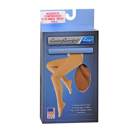 Loving Comfort, Fashion Pantyhose Moderate Compression Tall Beige, 1 Each Loving Comfort