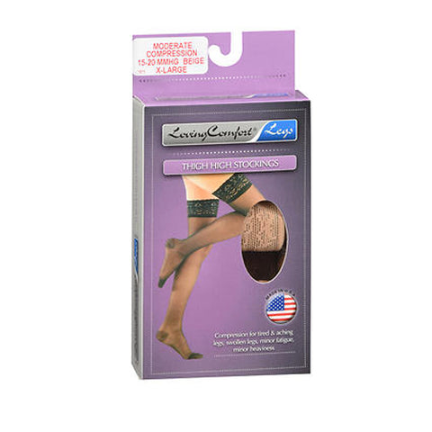 Loving Comfort, Thigh High Stockings Moderate Compression X-Large Beige, 1 Pair Loving Comfort