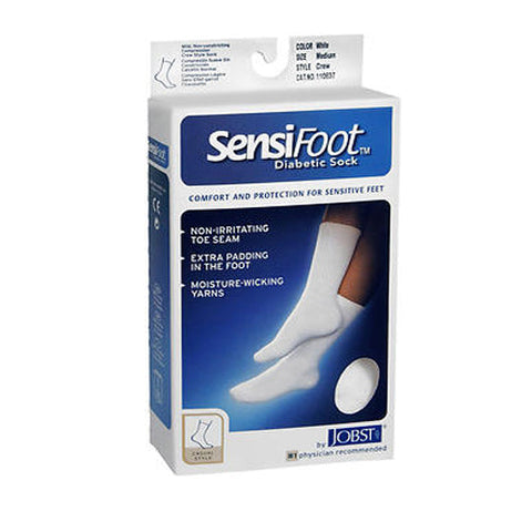 Jobst, Sensifoot Socks Crew Length Compression White Color Medium, 1 Pair Jobst