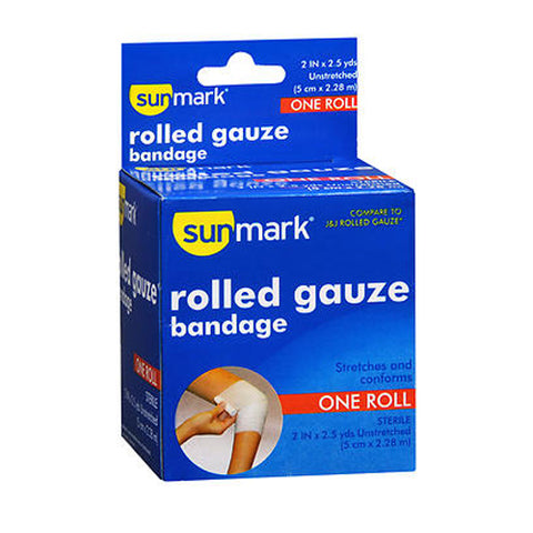 Sunmark, Rolled Gauze Bandage, 2 Inches X 2.5 Yards 1 each