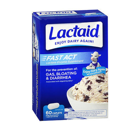 Lactaid, Fast Act Lactase Enzyme Supplement Caplets, 60 Count Lactaid