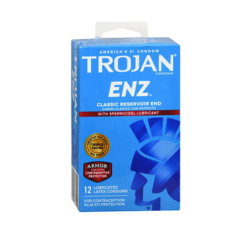 Trojan, ENZ Armor Spermicidal Lubricated Latex Condoms, Spermicidal Lubricant 12 each