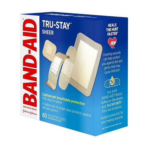 Band-Aid, Tru-Stay Sheer Bandages Assorted Sizes, 80 each Band-Aid