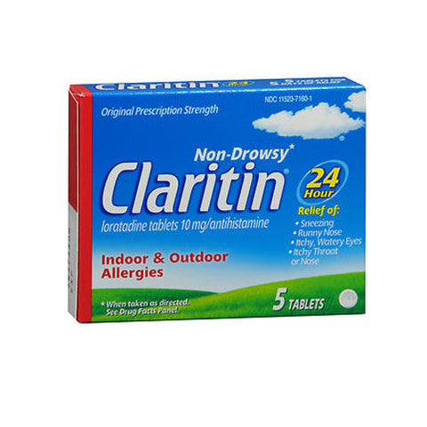 Claritin, Loratadine Antihistamine 24 Hour Allergy Tablets, 10 Mg, 5 Tabs Claritin
