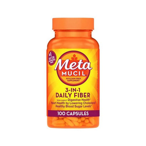 Metamucil, 3 In 1 Daily Fiber Capsules, 100 Caps Metamucil