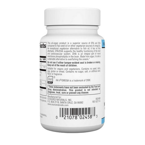 Source Naturals, Omega-3 Vegan EPA-DHA, 350 mg, 30 sgels