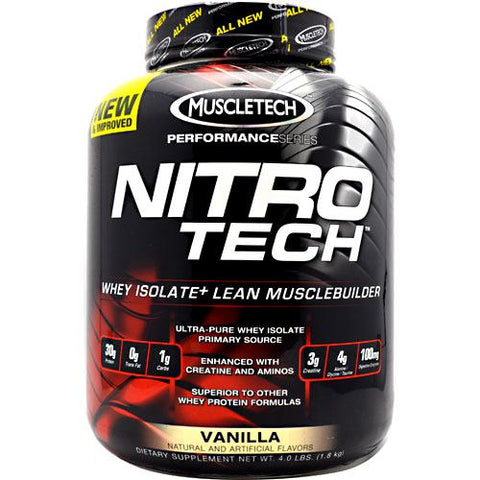 Muscletech, Nitro Tech Performance Series Whey Isolate, Vanilla 4 lbs