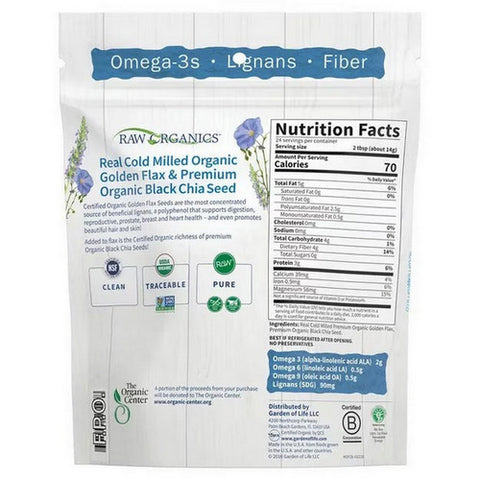 Garden of Life, Raw Organics Organic Flax Meal + Chia Seeds, 12 Oz