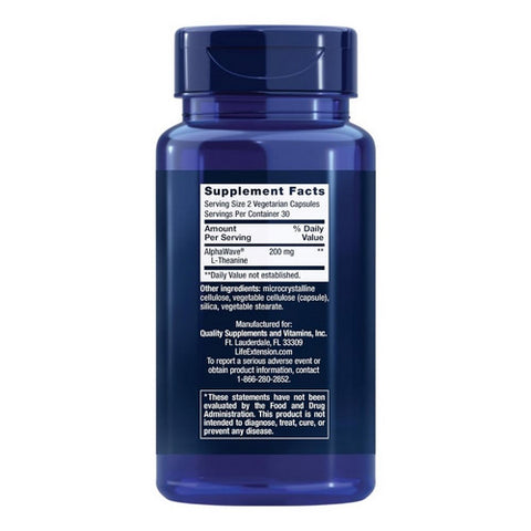 Life Extension, L-Theanine, 100 mg, 60 Vcaps