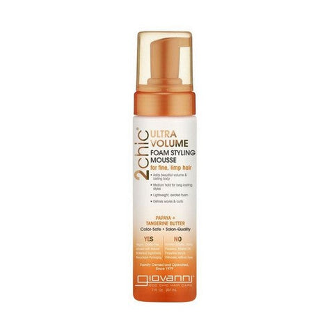 Giovanni Cosmetics, 2Chic Ultra-Volume Foam Styling Mousse With Tangerine And Butter, 7 Oz Giovanni Cosmetics