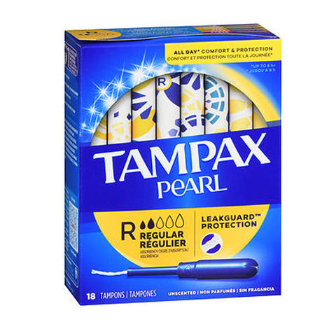 Tampax, Pearl Tampons Regular Absorbency Unscented, 18 Count Tampax