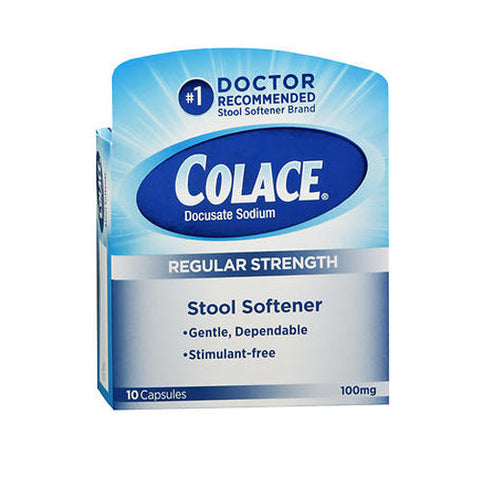 Colace, Docusate Sodium Regular Strength Stool Softener, 100 Mg, 10 Caps Colace