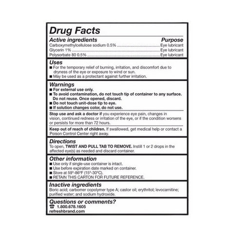 Refresh, Optive Advanced Lubricant Eye Drops Sensitive, Count of 30