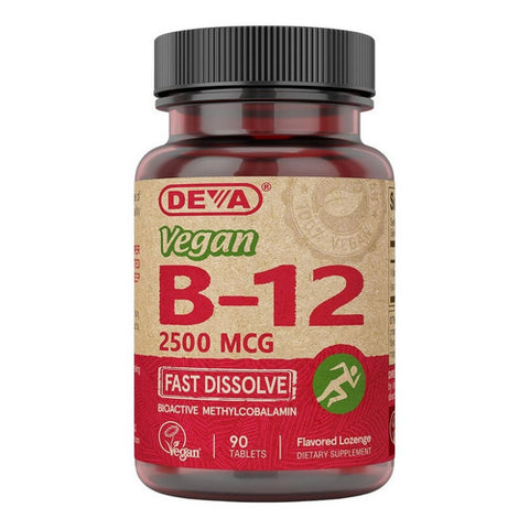 Deva Vegan Vitamins, Vegan Sublingual B-12, 2500 mcg, 90 Tabs