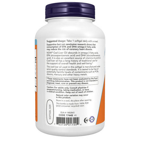 Now Foods, Cod Liver Oil, 1000 mg, 180 SoftGels Now Foods