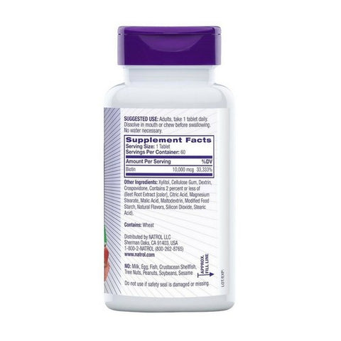 Natrol, Fast Dissolve Biotin, 10000 Mcg, 60 Tabs