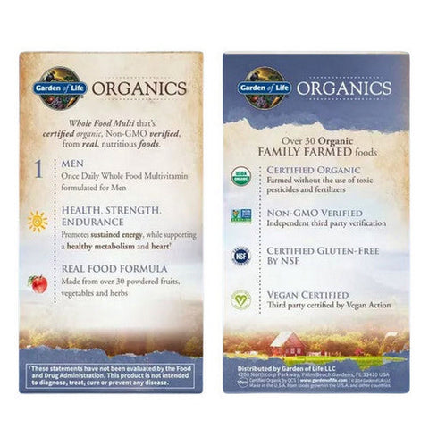 Garden of Life, Organics Men'S Once Daily Multivitamin, 60 Tabs Garden of Life