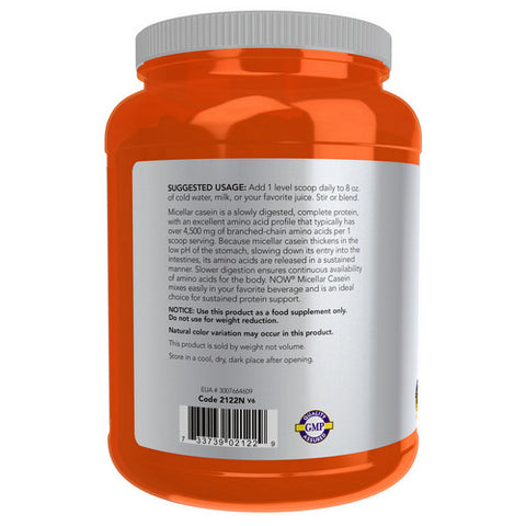 Now Foods, Instantized Micellar Casein Unflavored, 1.8 lbs