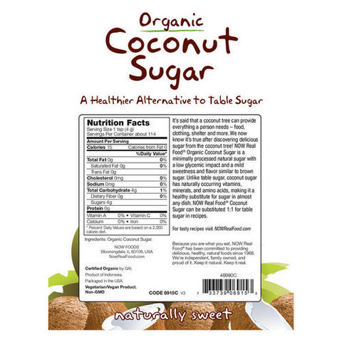 Now Foods, Organic Coconut Sugar, 16 Oz Now Foods