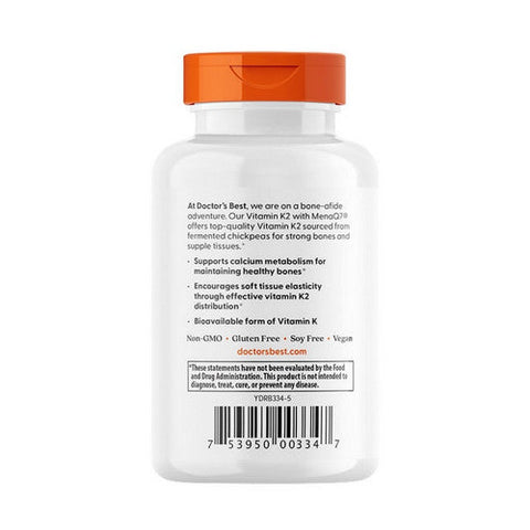 Doctors Best, Natural Vitamin K2 MK-7 with MenaQ7, 100 Mcg, 60 Veggie Caps Doctors Best