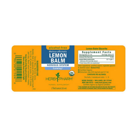 Herb Pharm, Lemon Balm Alcohol-Free, 1 Oz