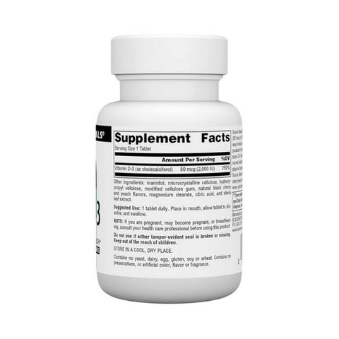 Source Naturals, Vitamin D-3, 2000 IU, Black Cherry-Peach 120 Tabs