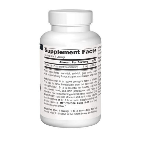 Source Naturals, MethylCobalamin, 1 mg, Cherry 240 Tabs