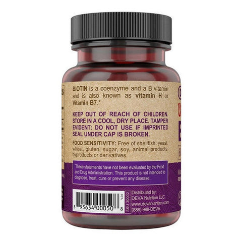 Deva Vegan Vitamins, Vegan Biotin, 6,000 mcg, 90 Tabs Deva Vegan Vitamins
