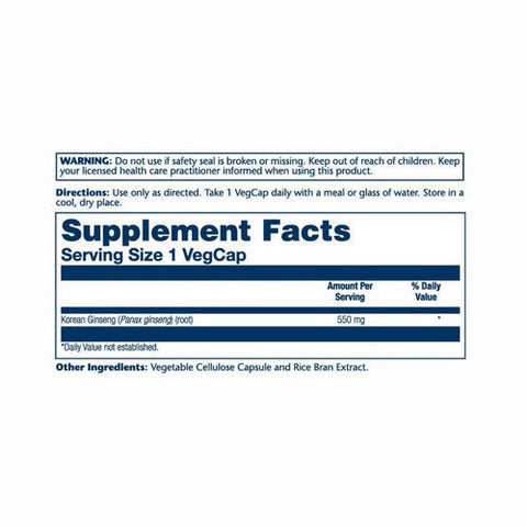 Solaray, Korean Ginseng, 550 mg, 50 Caps Solaray