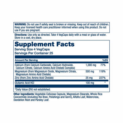 Solaray, Calcium Magnesium Zinc, 100 Caps
