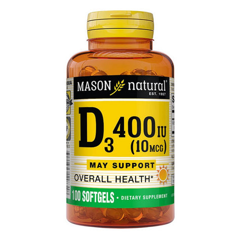 Mason, Vitamin D3, 10 Mcg, 100 Softgels