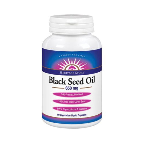 Heritage Store, Organic Black Seed Oil, 650 Mg, 90 Veg Caps