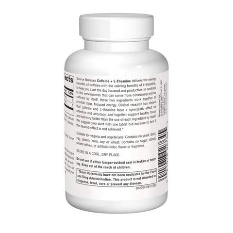 Source Naturals, Caffeine+ L-Theanine, 120 Tabs Source Naturals