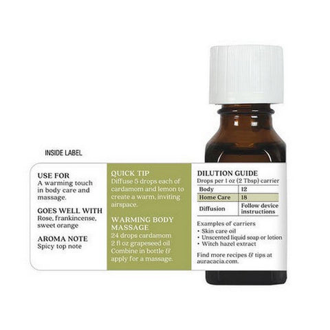 Aura Cacia, Essential Oil Cardamom Seed, (elettaria cardamomum) 0.5 Fl Oz
