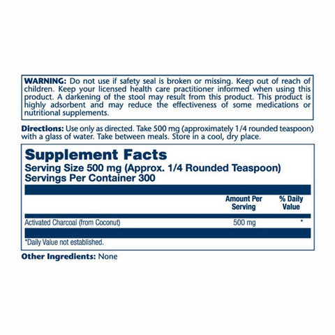 Solaray, Activated Coconut Charcoal, Unflavored 150 Grams