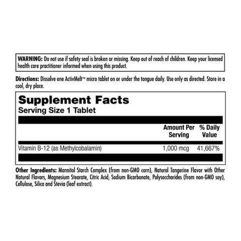 Kal, B12 Methylcobalamin ActivMelt Vegetarian, Tangerine 90 Count