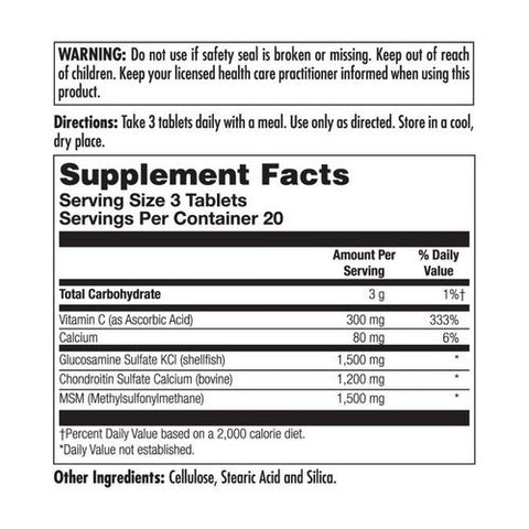 Kal, Glucosamine Chondroitin MSM, 90 Tabs