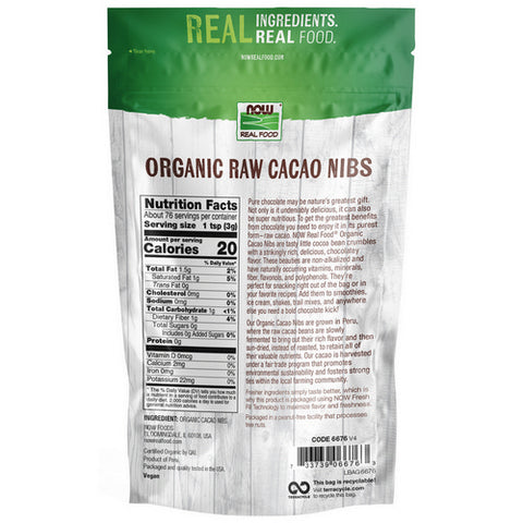 Now Foods, Organic Raw Cacao Nibs, 8 Oz