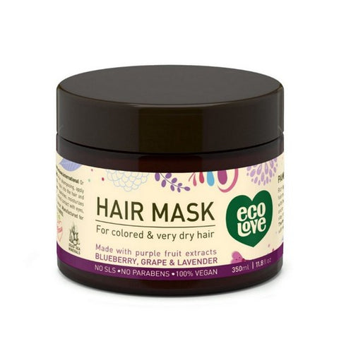 Eco Love, Hair Mask For Colored And Very Dry Hair Blueberry Grape And Lavender, 11.8 Oz