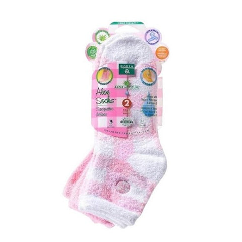 Earth Therapeutics, Aloe Infused Moisturizing Socks, Pink Plaid 2 Pair