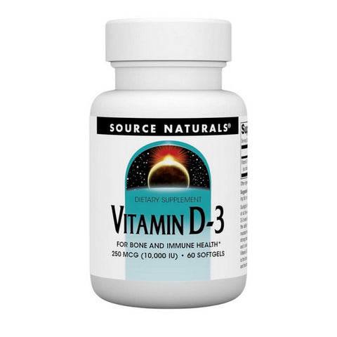 Source Naturals, Vitamin D-3, 10000 IU, 60 Softgels